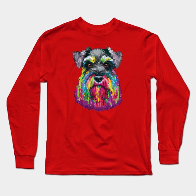 Miniature Schnauzer Zwergschnauzer Art Print Long Sleeve T-Shirt by Furrban